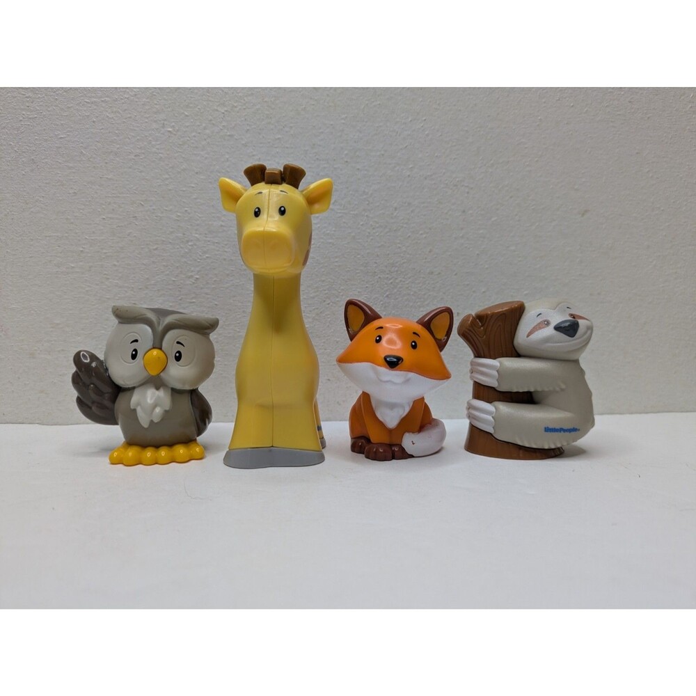 Fisher-Price Little People Animal Lot x4 Giraffe Owl Fox Sloth Zoo Jungle Forest